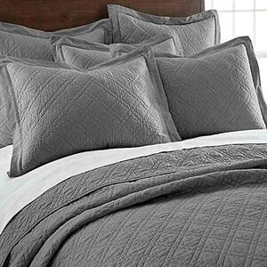 LEVTEX Home Sasha EURO SHAM LINEN / COTTON CHARCOAL NEW